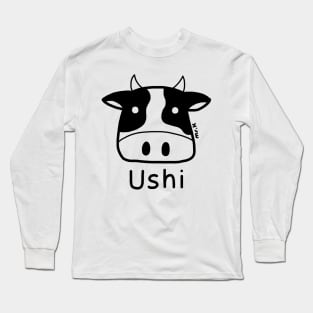 Ushi (Cow) Japanese design in black Long Sleeve T-Shirt